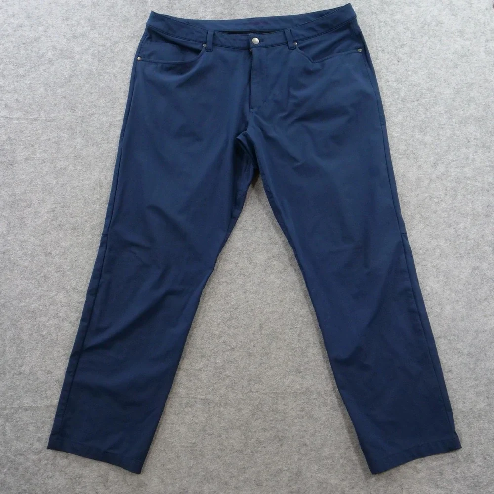 Lululemon Pants Mens 38 Blue ABC Slim Straight Flat Front Pockets Golf